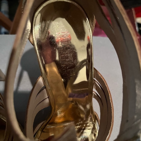💜 Michael Kors Robertson Metallic Gold Sandal Heel 💜 - Picture 14 of 16